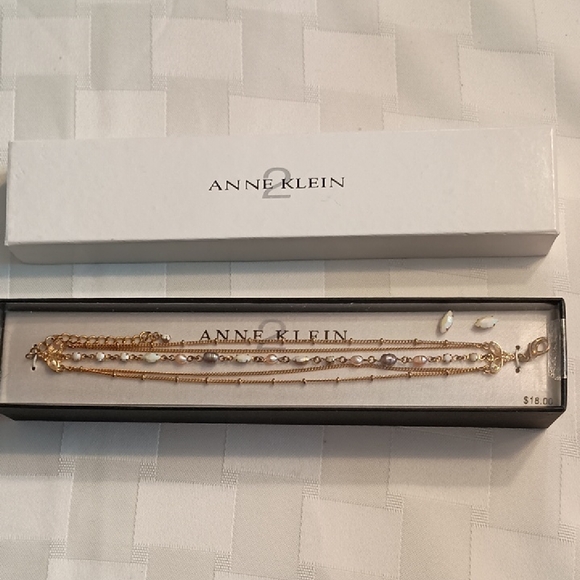 Anne Klein Jewelry - Anne Klein Gold Tone and Iridescent Gemstone Multi-Strand Bracelet and Earrings